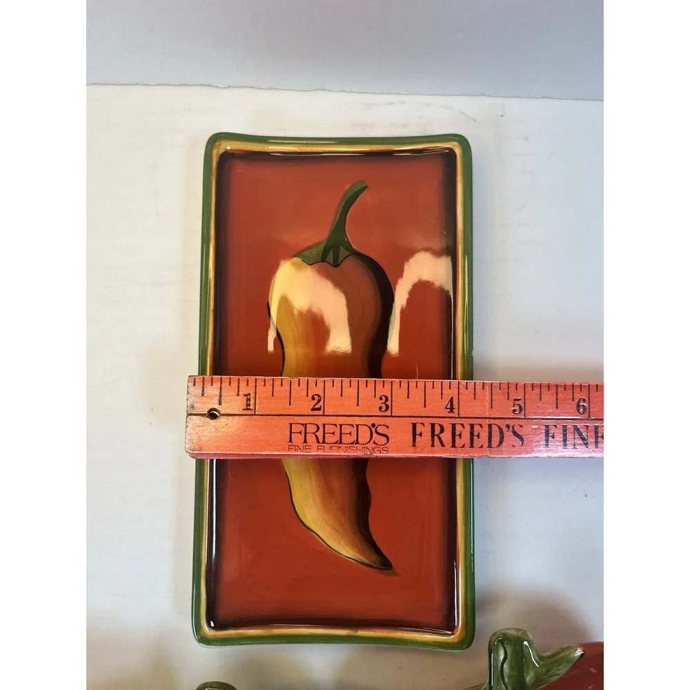Clay Art Chili Fiesta Chili Pepper Serving Dipping Dishes Hand‎ Painted Set Of 5